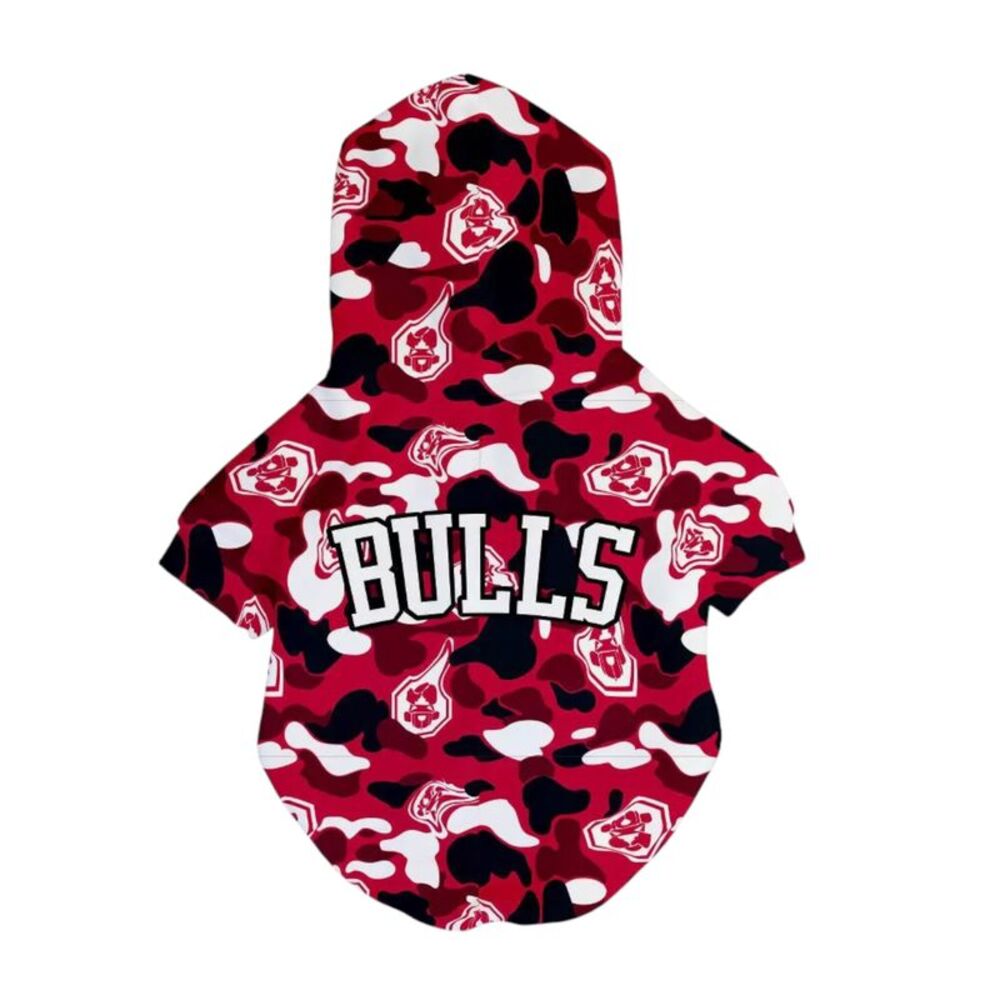 NBA Chicago Bulls Pets Camouflage Hooded Sweatshirt for Dogs, XL